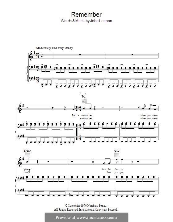Remember: Para vocais e piano (ou Guitarra) by John Lennon