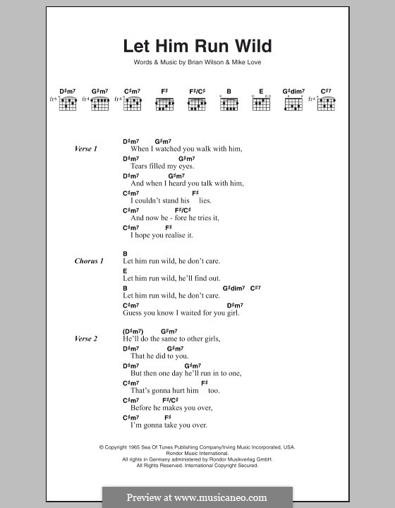 Let Him Run Wild (The Beach Boys): Letras e Acordes by Brian Wilson, Mike Love