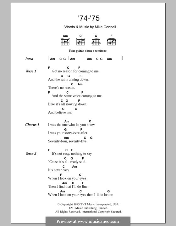 74-'75 (The Connells): Letras e Acordes by Mike Connell