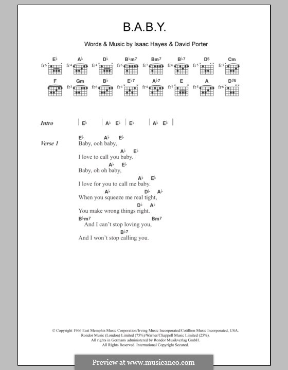 B.A.B.Y: Letras e Acordes by David Porter, Isaac Hayes