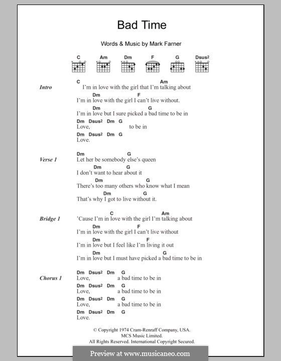 Bad Time (The Jayhawks): Letras e Acordes by Mark Farner
