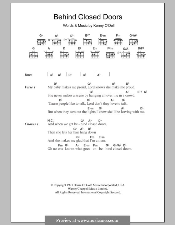 Behind Closed Doors (Charlie Rich): Letras e Acordes by Kenny O'Dell