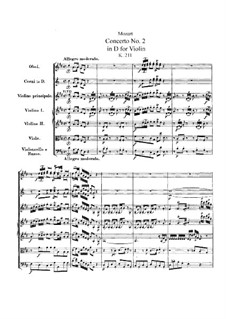 Concerto for Violin and Orchestra No.2 in D Major, K.211: Partitura completa by Wolfgang Amadeus Mozart