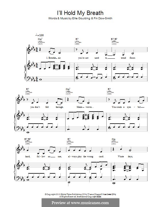 I'll Hold My Breath: Para vocais e piano (ou Guitarra) by Ellie Goulding, Fin Dow-Smith