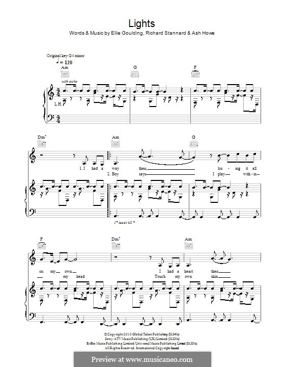 Lights: Para vocais e piano (ou Guitarra) by Ashley Howes, Ellie Goulding, Richard Stannard