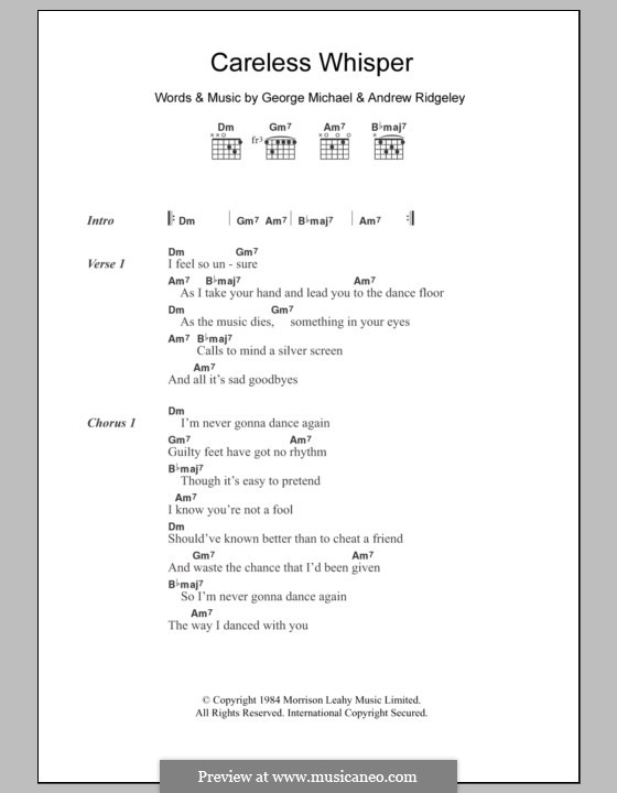 Careless Whisper: Letras e Acordes by Andrew Ridgeley, George Michael