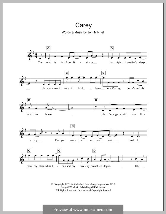 Carey: para teclado by Joni Mitchell