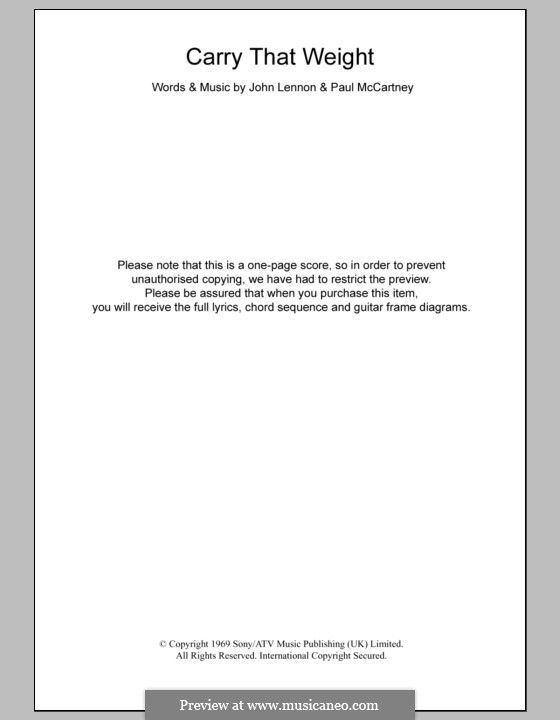 Carry That Weight (The Beatles): Letras e Acordes by John Lennon, Paul McCartney