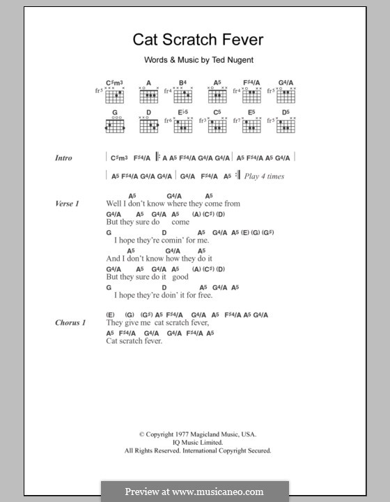 Cat Scratch Fever: Letras e Acordes by Ted Nugent