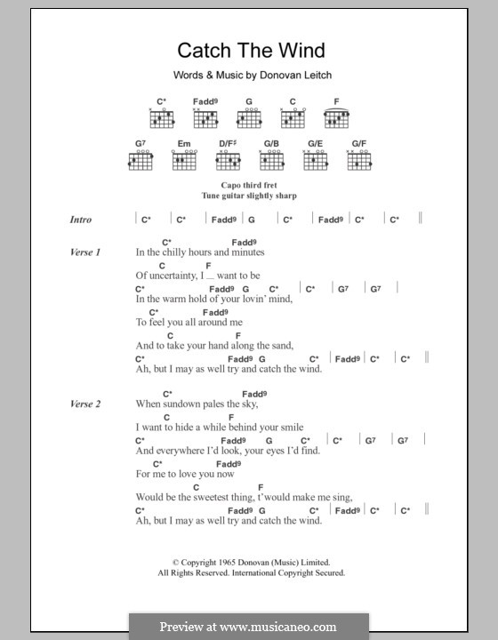 Catch the Wind: Letras e Acordes by Donovan Leitch