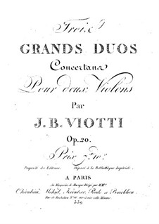Three Concert Duos for Two Violins, Op.20 WIIIa:13-15: Concerto de três Duos para Dois Violinos by Giovanni Battista Viotti