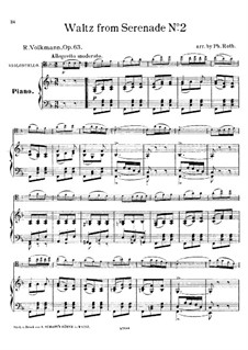 Serenade for String Orchestra No.2, Op.63: Waltz for cello and piano – score, solo part by Robert Volkmann