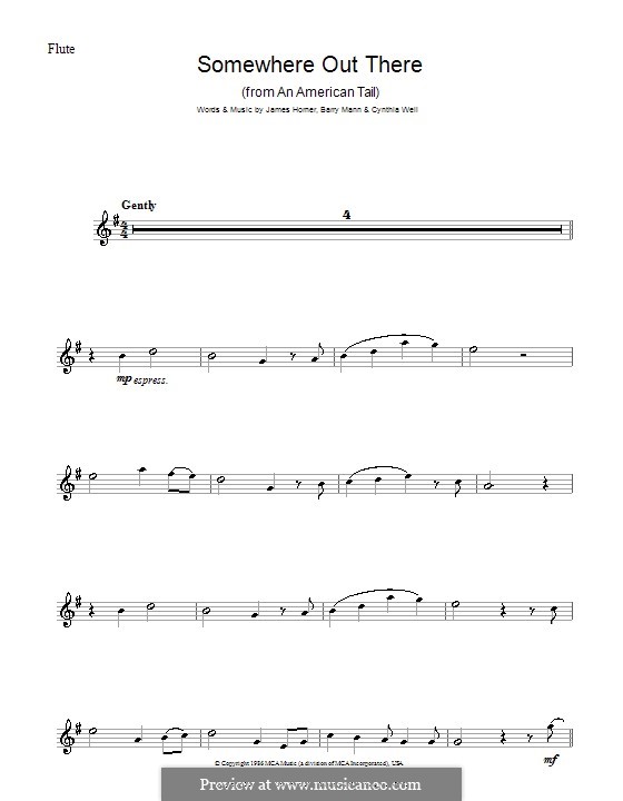 Somewhere Out There (from An American Tail): para flauta by Barry Mann, Cynthia Weil, James Horner