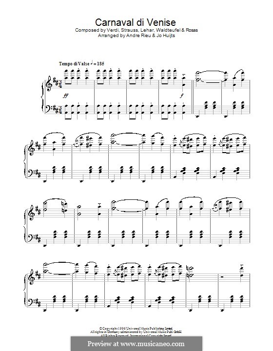 Carnaval de Venise: Carnaval de Venise by Franz Lehár, Johann Strauss (Sohn), Giuseppe Verdi, Émile Waldteufel, Juventino Rosas