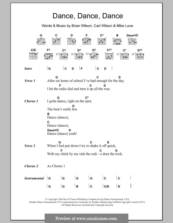 Dance, Dance, Dance (The Beach Boys): Letras e Acordes by Brian Wilson, Carl Wilson, Mike Love