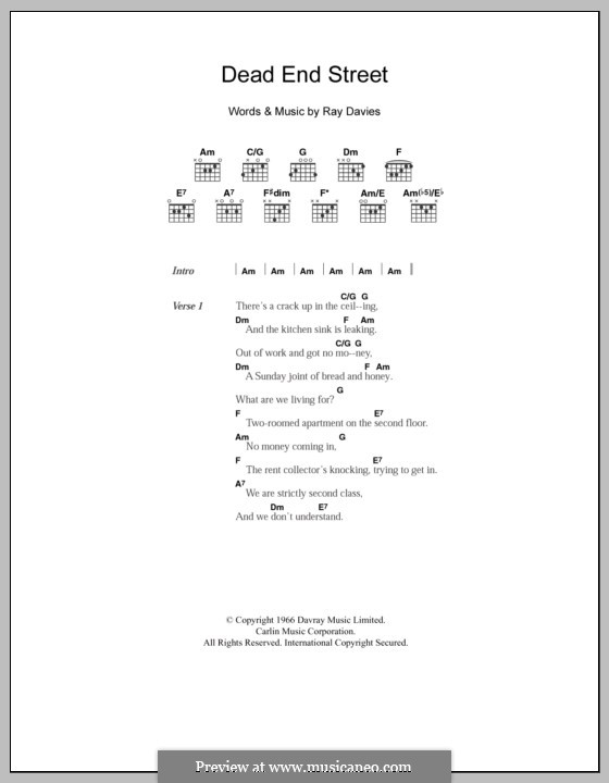 Dead End Street (The Kinks): Letras e Acordes by Ray Davies