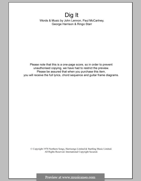 Dig It (The Beatles): Letras e Acordes by George Harrison, John Lennon, Paul McCartney, Ringo Starr