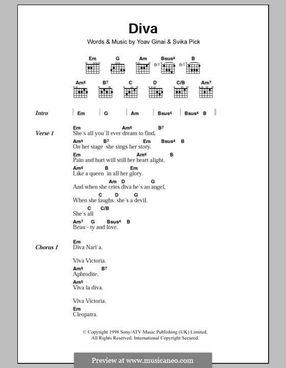 Diva (Dana International): Letras e Acordes by Svika Pick, Yoav Ginai