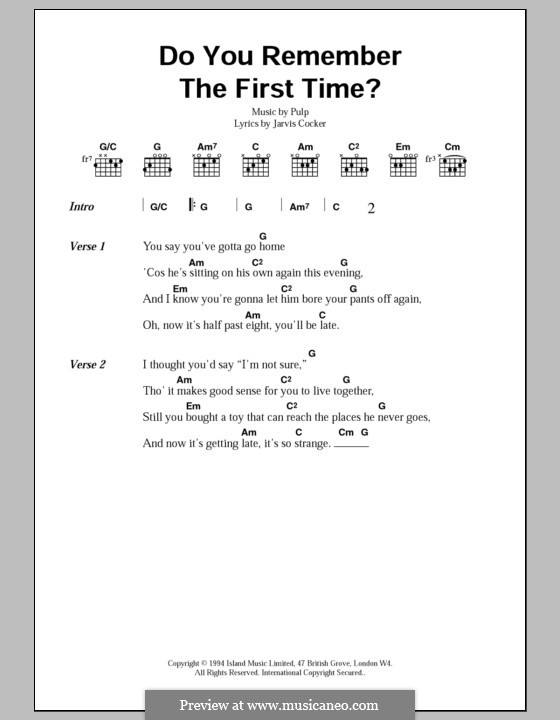 Do You Remember the First Time?: Letras e Acordes by Pulp