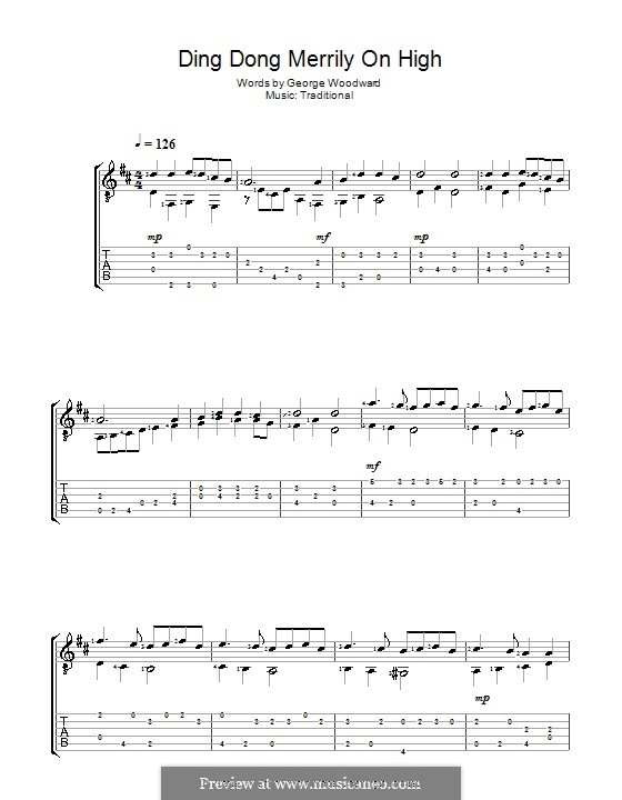 Ding Dong! Merrily on High (Printable Scores): For guitar (Acoustic) by folklore