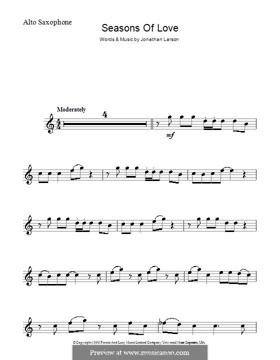 Seasons of Love (from Rent): para Saxofone Alto by Jonathan Larson