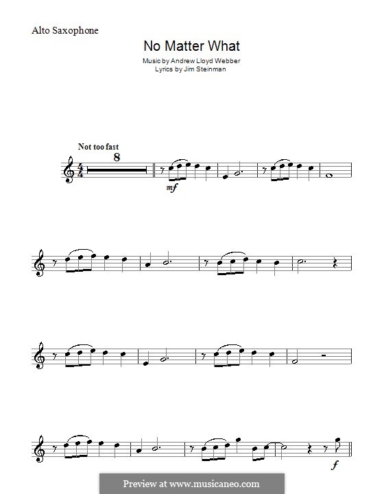 No Matter What (from Whistle Down the Wind): para Saxofone Alto by Andrew Lloyd Webber