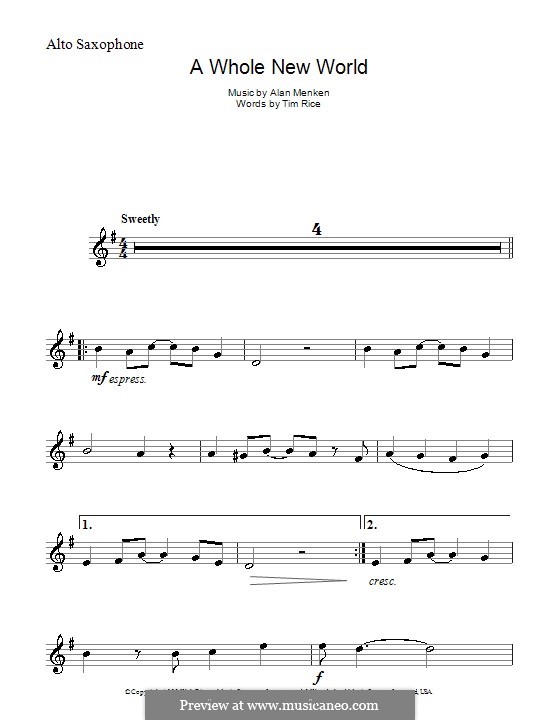 Instrument version: para Saxofone Alto by Alan Menken