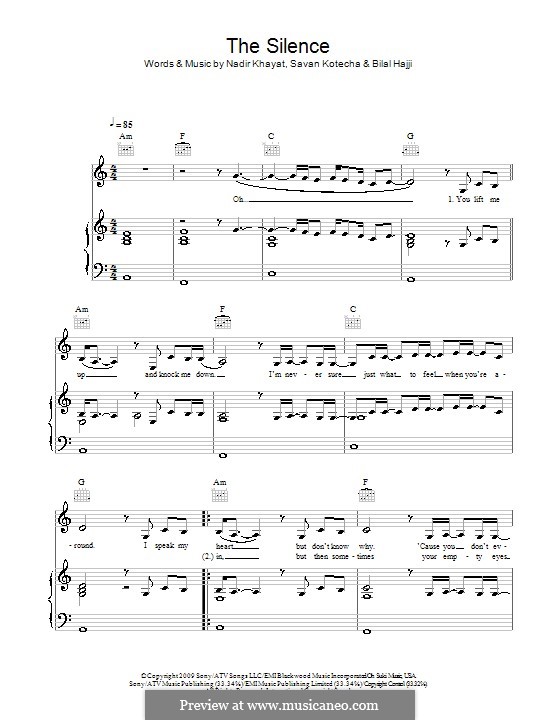 The Silence (Alexandra Burke): Para vocais e piano (ou Guitarra) by RedOne, Bilal Hajji, Savan Kotecha