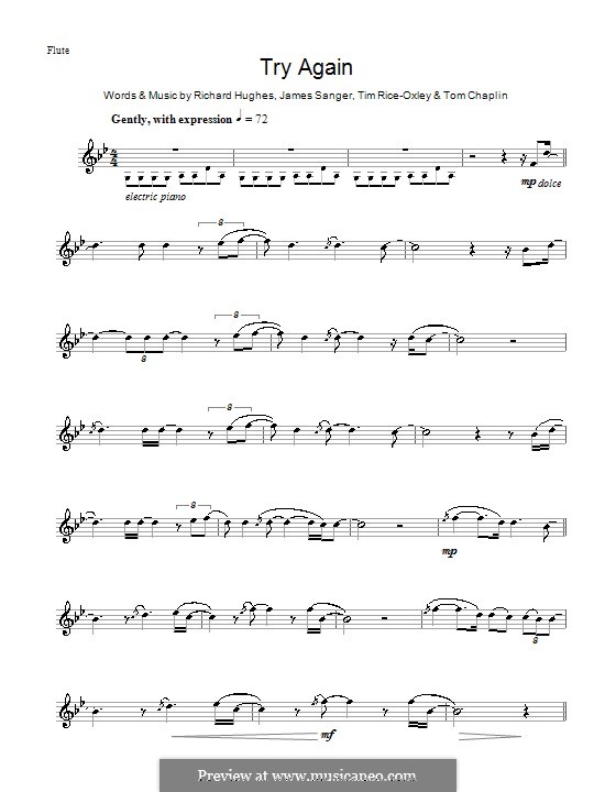 Try Again (Keane): para flauta by James Sanger, Richard Hughes, Tim Rice-Oxley, Tom Chaplin