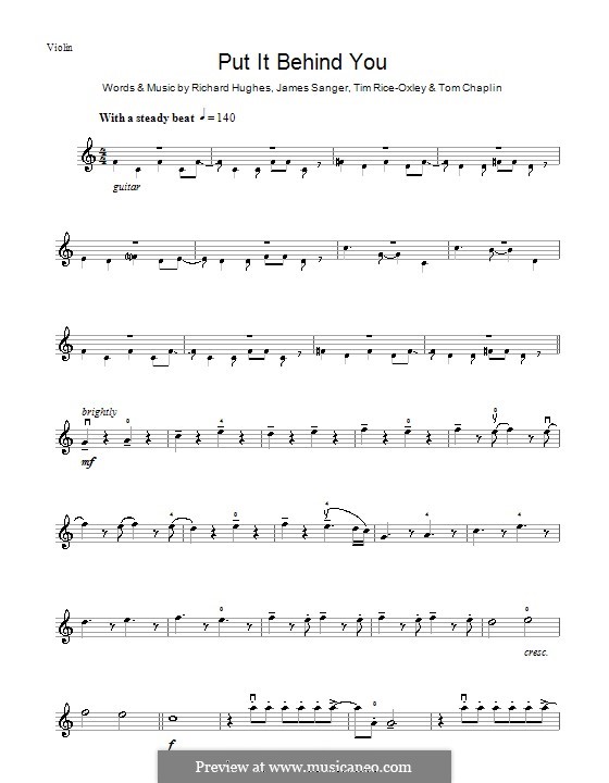 Put It Behind You (Keane): para violino by James Sanger, Richard Hughes, Tim Rice-Oxley, Tom Chaplin