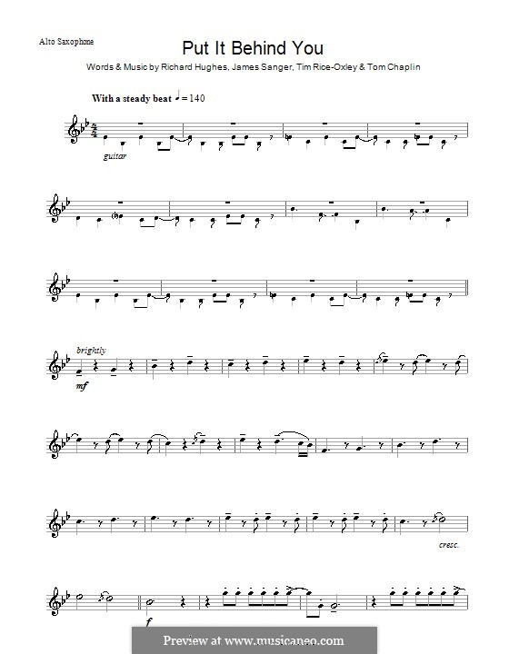 Put It Behind You (Keane): para Saxofone Alto by James Sanger, Richard Hughes, Tim Rice-Oxley, Tom Chaplin