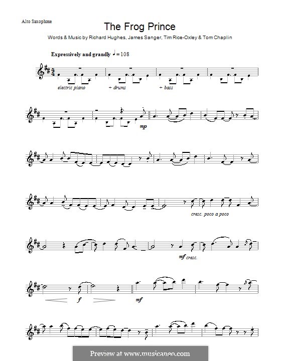 The Frog Prince (Keane): para Saxofone Alto by James Sanger, Richard Hughes, Tim Rice-Oxley, Tom Chaplin