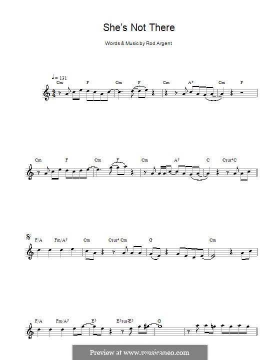 She's Not There (The Zombies): para Saxofone Alto by Rod Argent