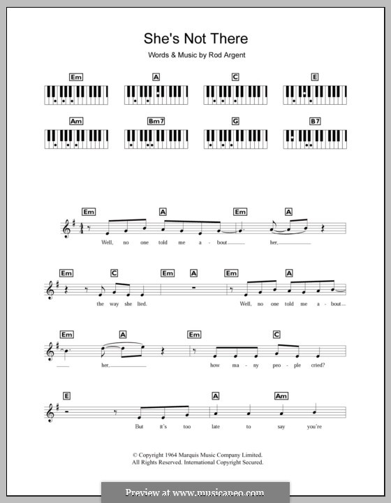 She's Not There (The Zombies): para teclado by Rod Argent