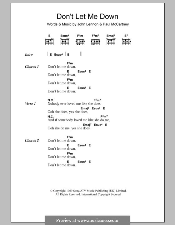 Don't Let Me Down (The Beatles): Letras e Acordes by John Lennon, Paul McCartney
