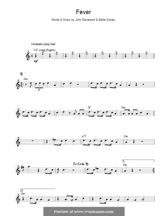 Fever: para Saxofone Alto by Eddie Cooley, John Davenport