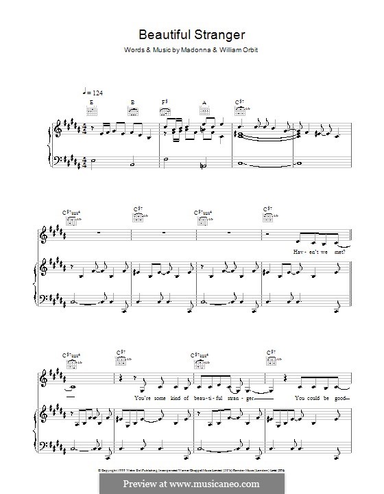 Beautiful Stranger: Para vocais e piano (ou Guitarra) by Madonna, William Orbit