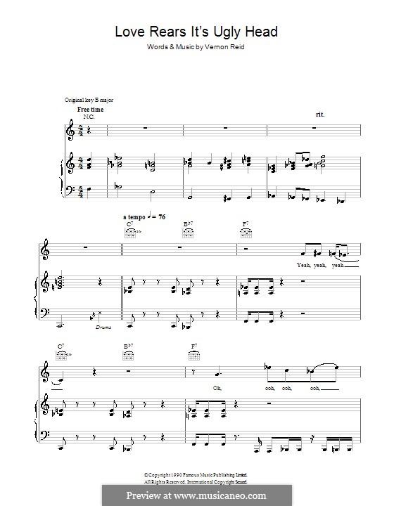 Love Rears Its Ugly Head (Living Colour): Para vocais e piano (ou Guitarra) by Vernon Reid