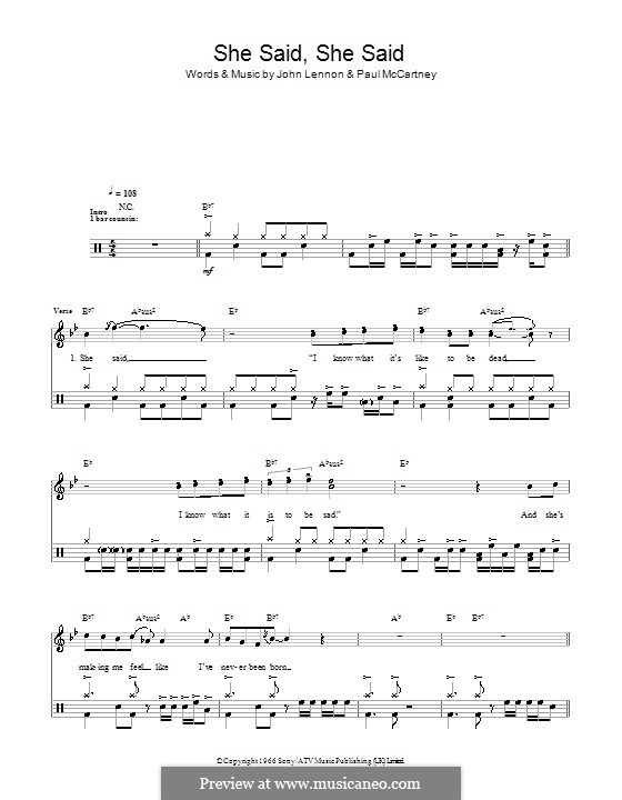 She Said She Said (The Beatles): para bateria by John Lennon, Paul McCartney
