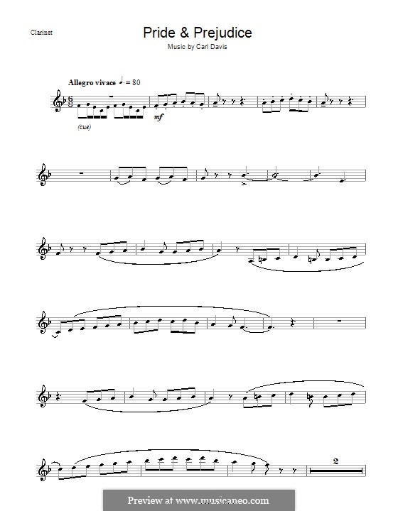 Pride and Prejudice: para clarinete by Carl Davis