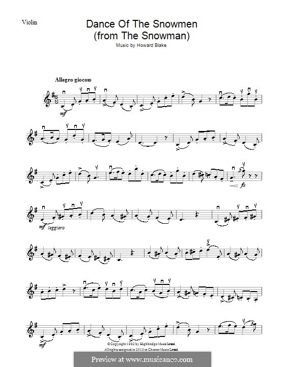 Dance of the Snowmen: para violino by Howard Blake