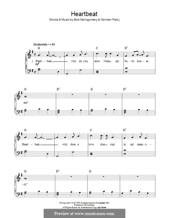 Heartbeat (Buddy Holly): Facil para o piano by Bob Montgomery, Norman Petty