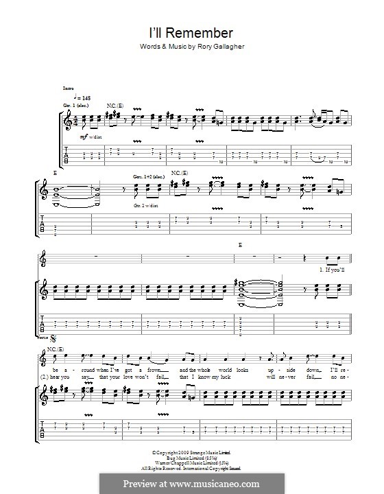 I'll Remember: Para guitarra com guia by Rory Gallagher