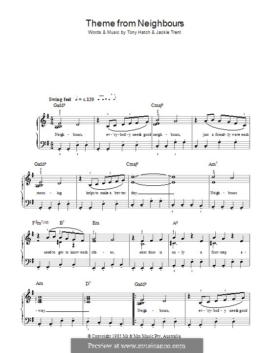 Theme from Neighbours: Facil para o piano by Jackie Trent, Tony Hatch