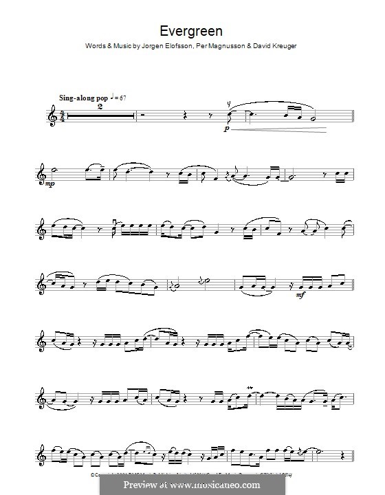 Evergreen (Westlife): para violino by David Kreuger, Jörgen Kjell Elofsson, Per Magnusson