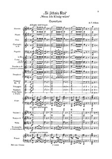 Si j'étais roi (If I Were King): Ouverture (with piano reduction) by Adolphe Adam