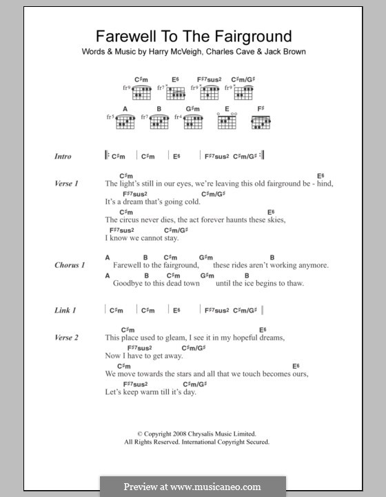 Farewell to the Fairground (White Lies): Letras e Acordes by Charles Cave, Harry McVeigh, Jack Brown