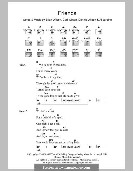 Friends (The Beach Boys): Letras e Acordes by Al Jardine, Brian Wilson, Carl Wilson, Dennis Wilson