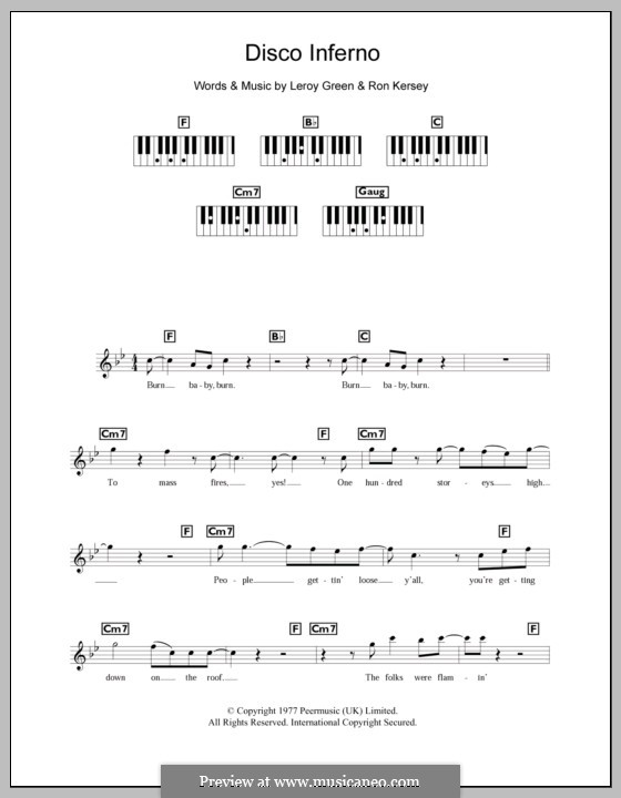 Disco Inferno (The Trammps): para teclado by Leroy Green, Ron Kersey