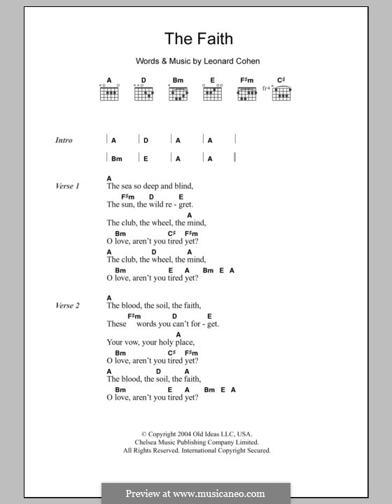 The Faith: Letras e Acordes by Leonard Cohen